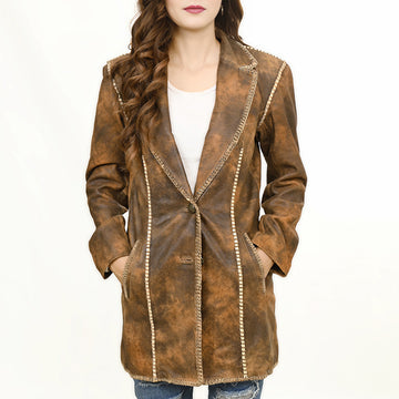 ADJKT033 Genuine Vintage leather Women shirt jacket dress ladies girl